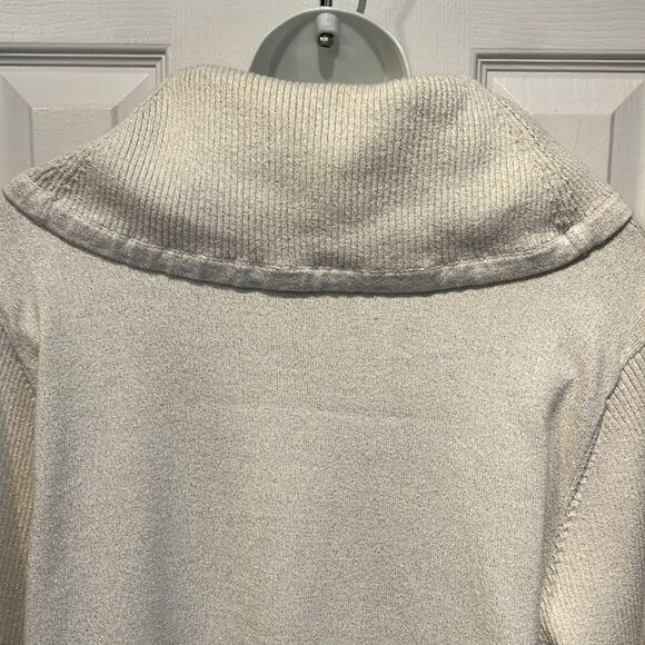 Karl Lagerfeld Paris Cream‎ Cotton Blend Cowl Neck Pullover Sweater Size M/L - Picture 9 of 13